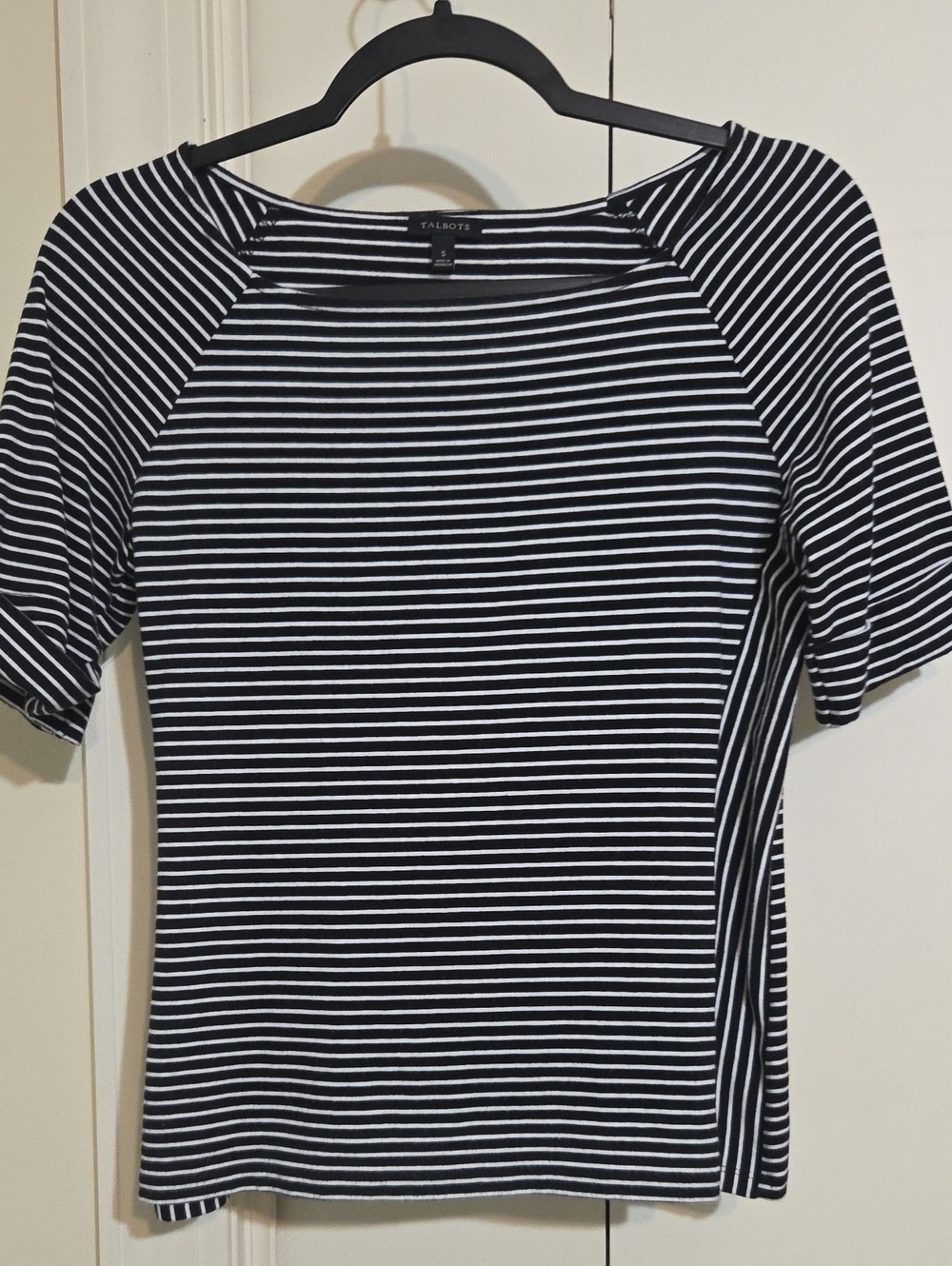 Talbots Black & White Striped Short-Sleeve Tee